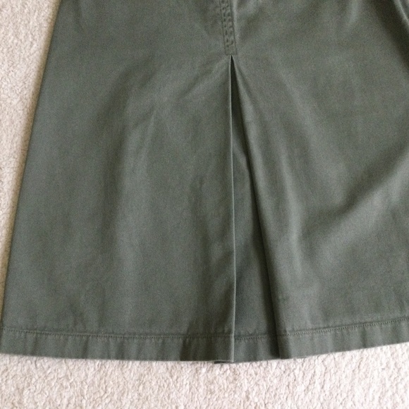 Vintage J. Crew Army Green Inverted Pleat A-line Skirt - Sz 6 - Picture 3 of 11